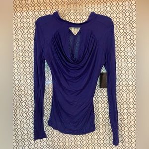 Beautiful Guess Drape Long Sleeve Top - Blue - NWT - Size Small